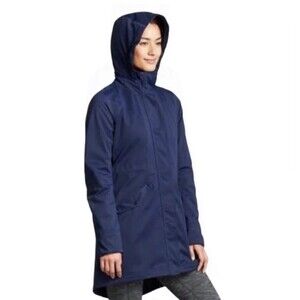 Athleta Chills Parka Jacket XS Rain Coat Insulated Hooded Blue Waterproof 242931